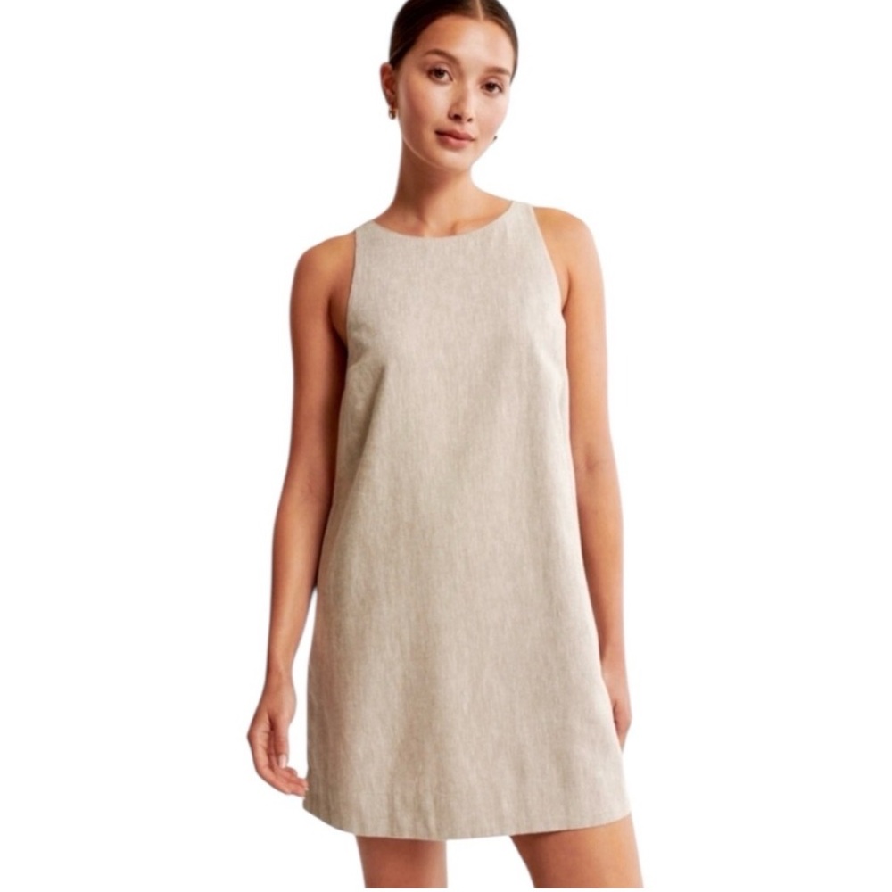 Abercrombie & Fitch Linen Cotton Sleeveless Mini Dress Beige Size XS